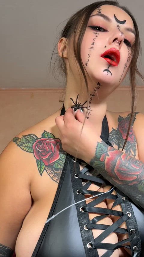 On All Saints' Eve, the Goth witch's slutty mood came out