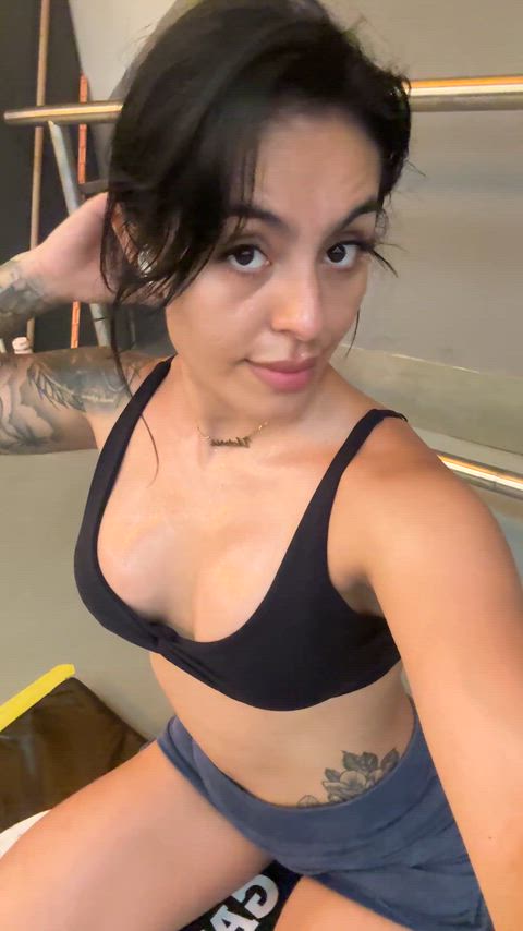 It looks like I just got out of the shower, but I actually just finished my abs routine