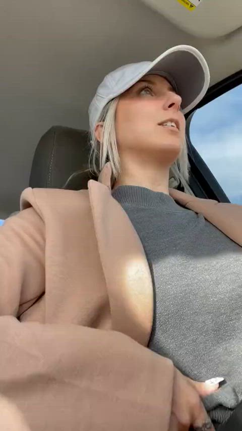 Amateur Blonde Boobs Car Exhibitionism Exhibitionist Natural Tits Public Tits Voyeur Porn GIF by populardick