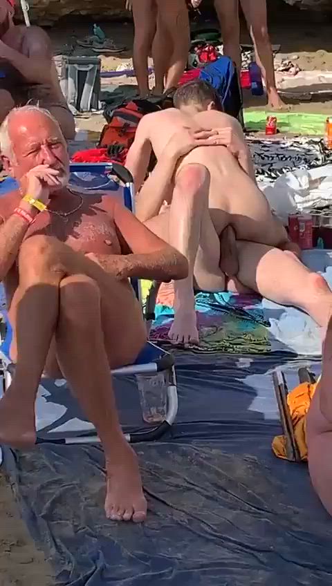 Riding at crowded beach