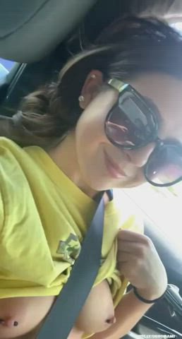 19 Years Old Amateur Boobs Car Flashing Piercing Public Tits Porn GIF by duromami