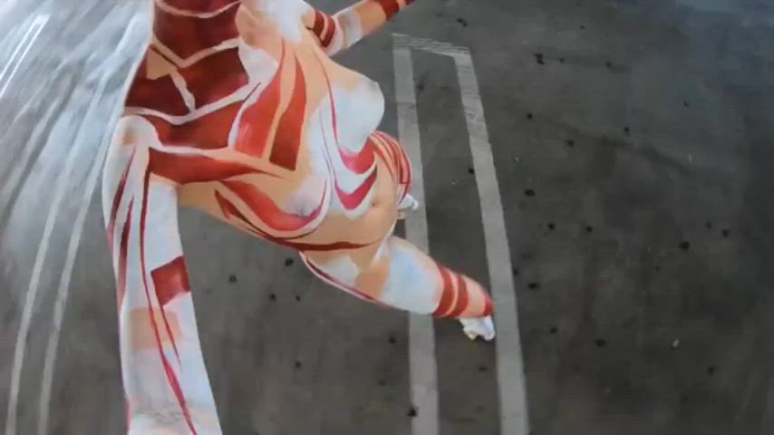 Sawyer Croft dancing on roller skates, painted by Roustan