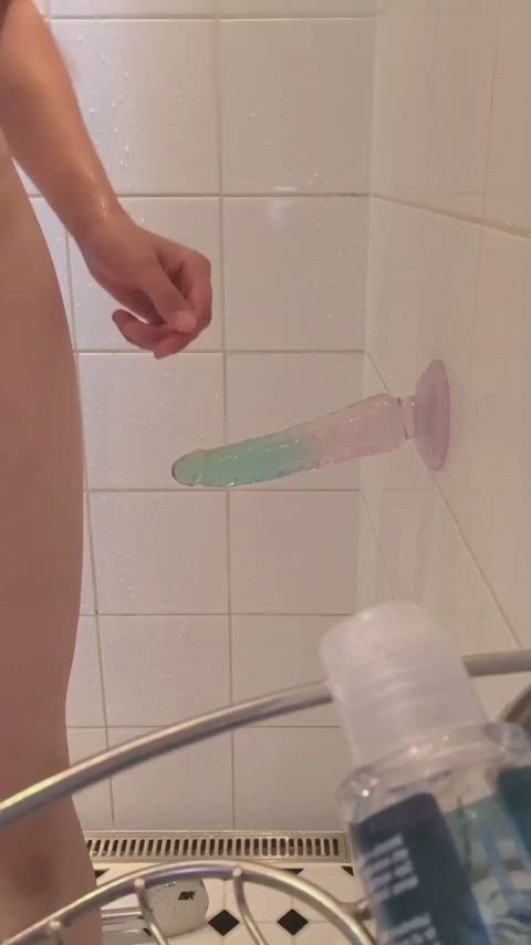 Frosting and riding my dildo in the shower