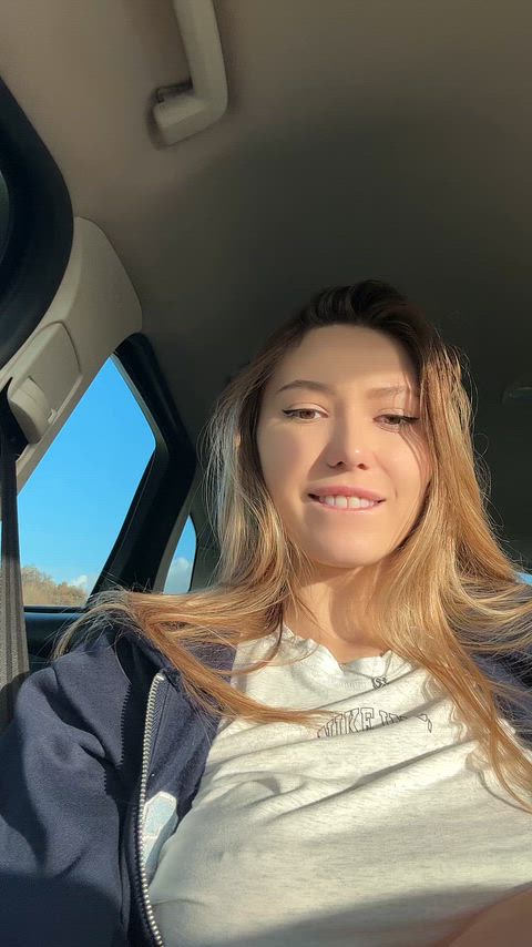 Showing my boobs in the car is my hobby