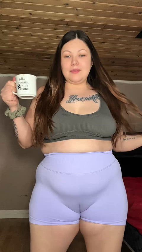 Just a happy thick girl with a mug and her morning glow ❤️