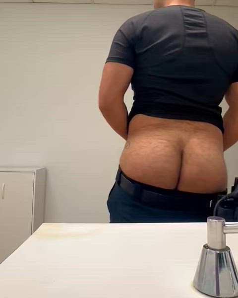 Showing off my ass in uniform at shift change