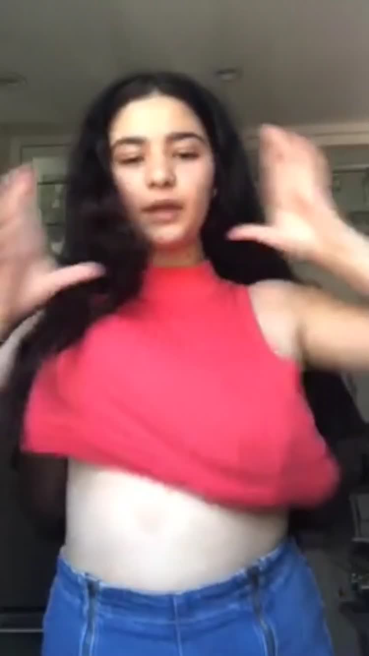 Playing with his girlfriend’s big tits