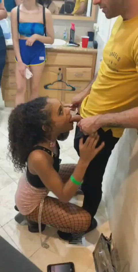 Blowjob in front of friends