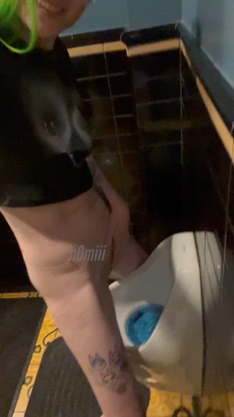 Can I pee on you in a public bathroom?