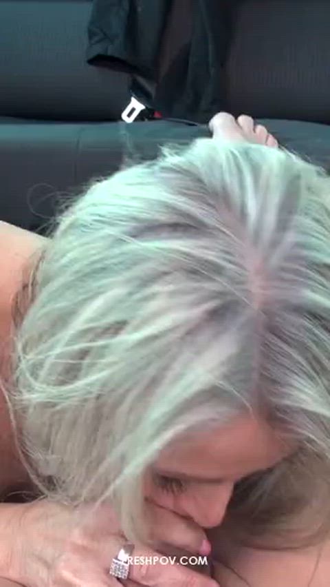 Blonde Blowjob Car Car Sex Cock Deepthroat MILF POV Rough Sucking Porn GIF by adultprime