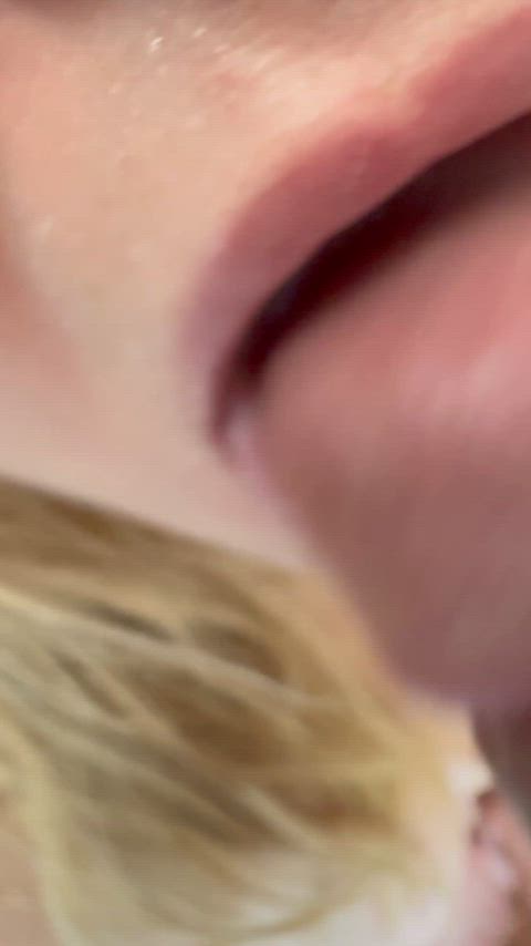 On my knees taking a huge load all over my tits
