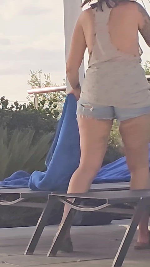 Sideboob nipslip around the pool on holiday