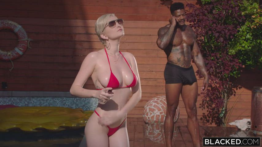 Big Tits Bikini Glasses Interracial Natural Tits Oiled Phone Skye Blue Teasing Porn GIF by mephisto31