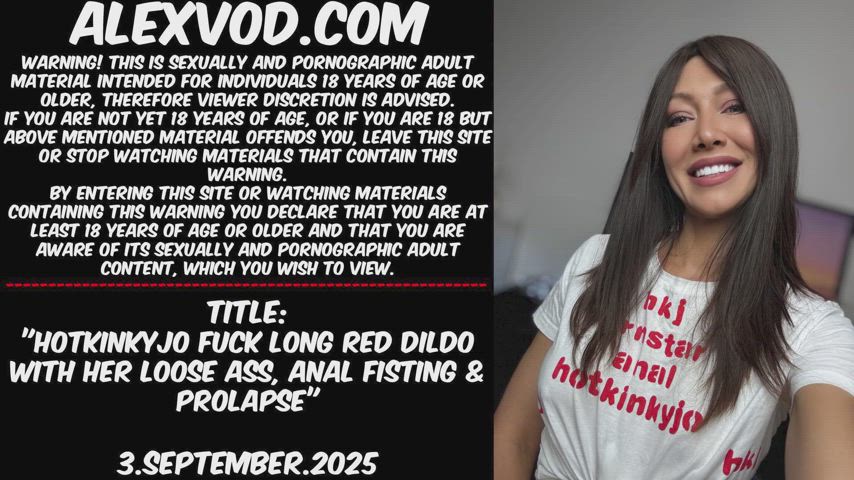 Hotkinkyjo fuck long red dildo with her loose ass, anal fisting & prolapse
