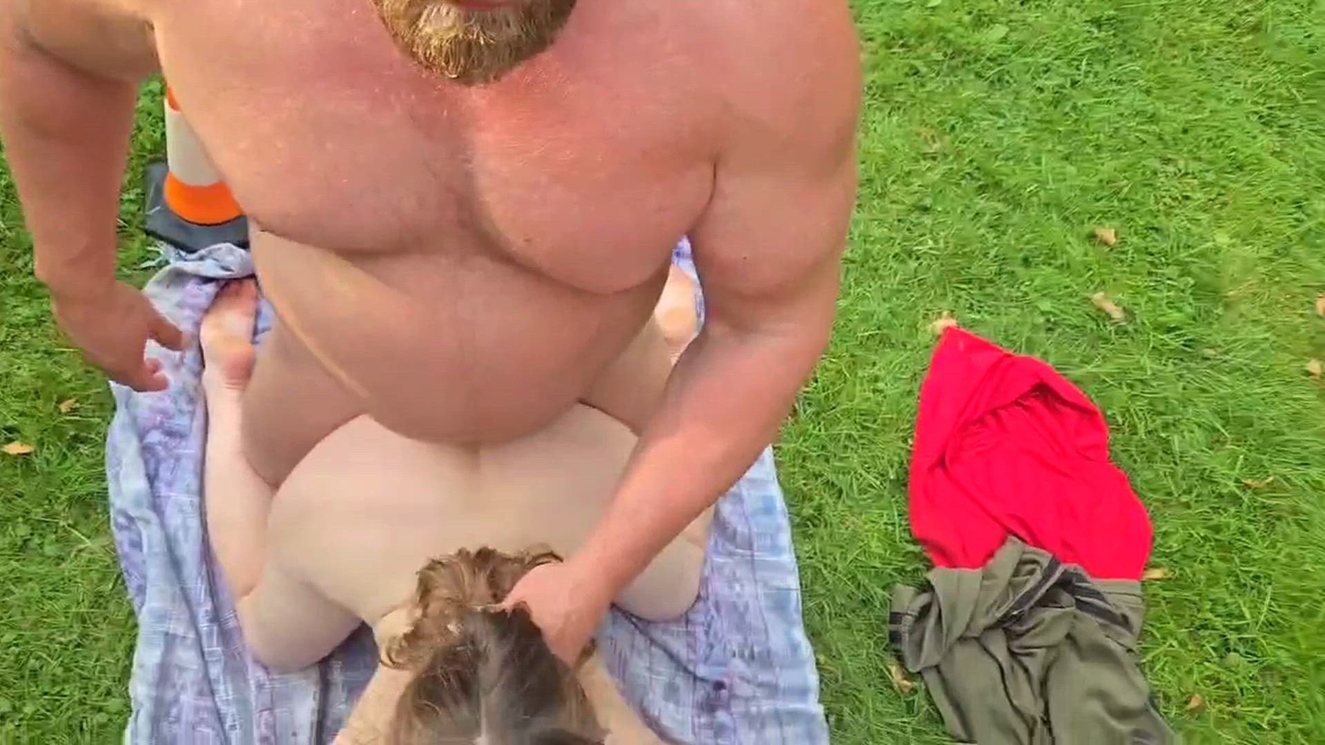 redhead moaning with pleasure during spitroast