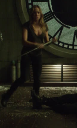 Caity Lotz bouncing around
