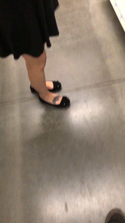 Flashing and striping my panties at the store