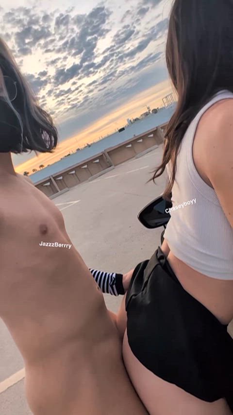 Two femboys fucking in public
