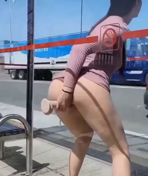Amateur Ass Dildo Exhibitionism Exhibitionist Masturbating Outdoor Public Solo Standing Doggy Porn GIF by populardick