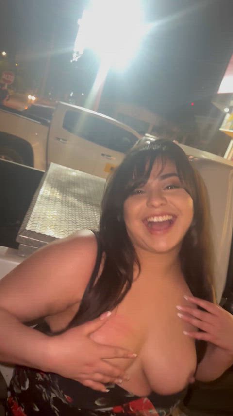On vacation my first time in Mexico! The guys across the street started whistling at me when i was going into the store.  When I was walking back to the car they were whistling louder, my husband dared me to show them my titties. Best believe I exceeded those expectations!