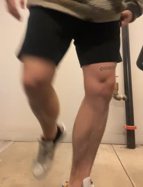 Pulling my cock out in the stair well, hopefully someone comes in to help