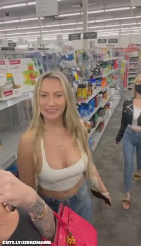Amateur Bathroom Flashing Lesbian Lesbians Public Pussy Licking Sucking Threesome Porn GIF by duromami