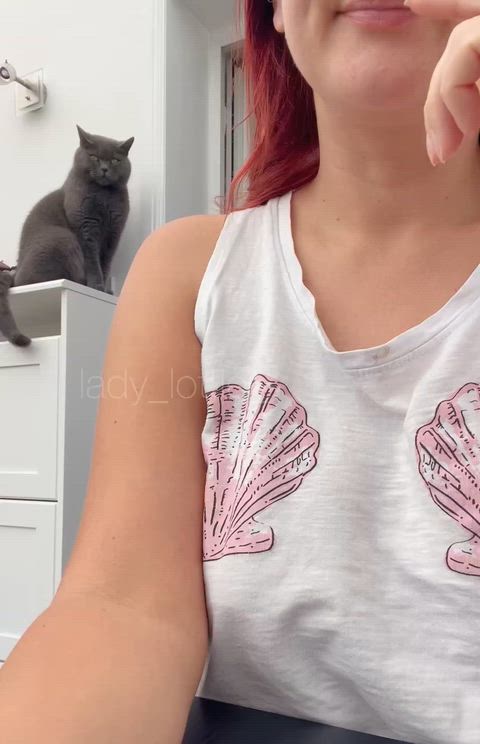 Standing guard while I show the internet my boobs