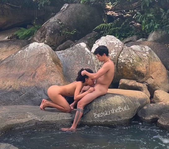 Stuffing her throat by the river