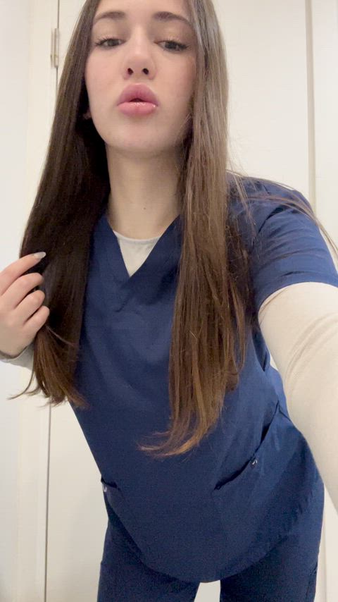 Average nurse with no bra and big boobs
