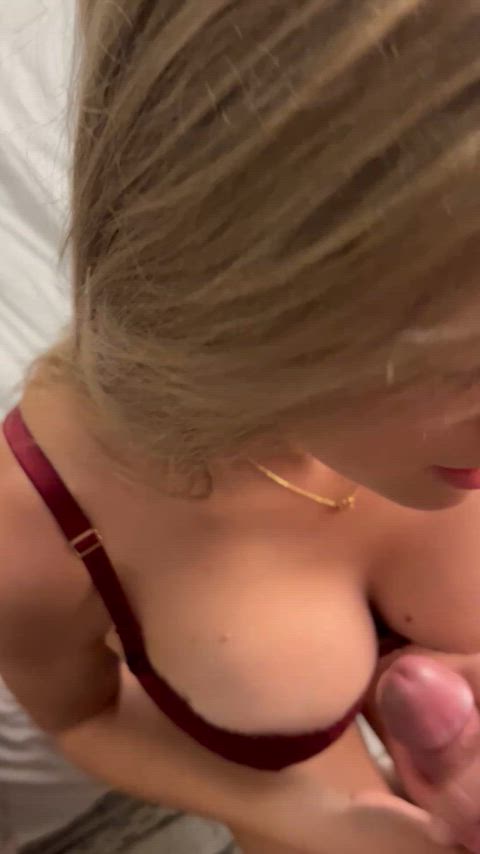 Feeing his perfect cock exploding on my tits 🤤