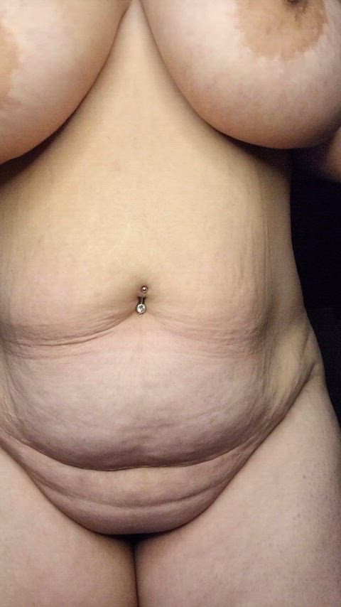 BBW New Year tease heavy tit bounce + wobbly belly