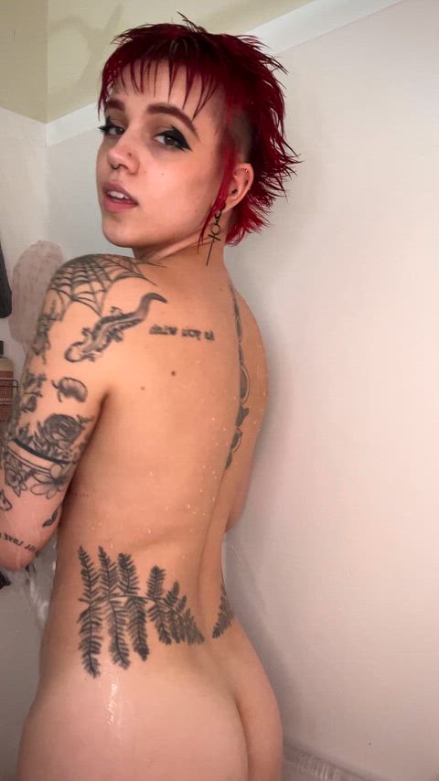 Soapy tits mean wet, clean, and shiny tats