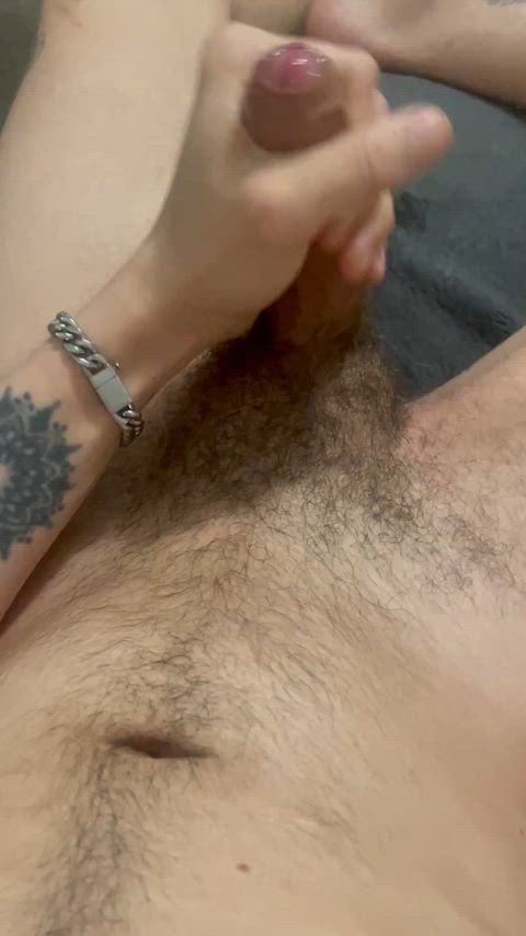 Second cumshot of the night, uncut otter bro wishing I had a load in my mouth too