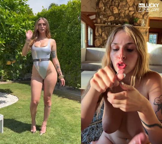 Cumshot Split Screen Porn Titfuck Porn GIF by makaveli187