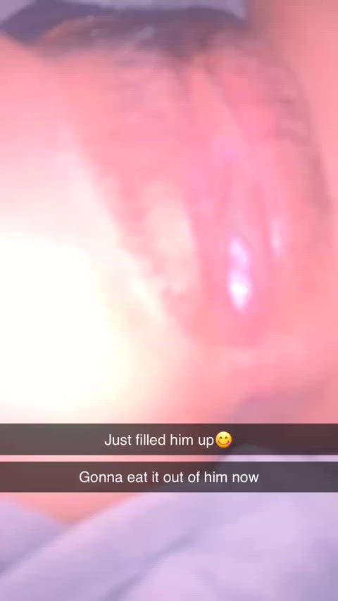 My lover spreads my hole open after filling me up with their cum