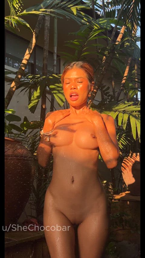 Shower feels even better when done outdoors