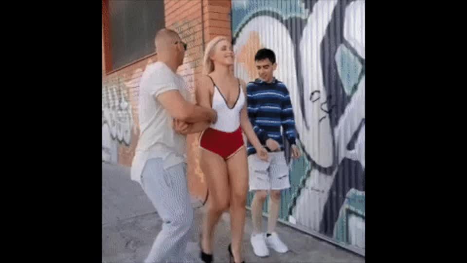 Blonde Slut Getting Masturbated And Then Double Penetrated By Two Men