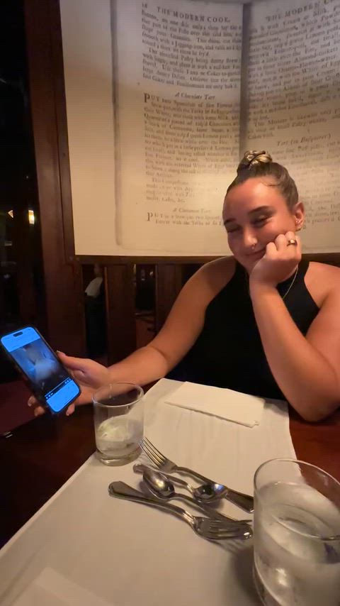 Reminding me how much of a slut she is at dinner