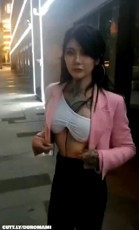 Amateur Asian Flashing Public Tits Porn GIF by duromami