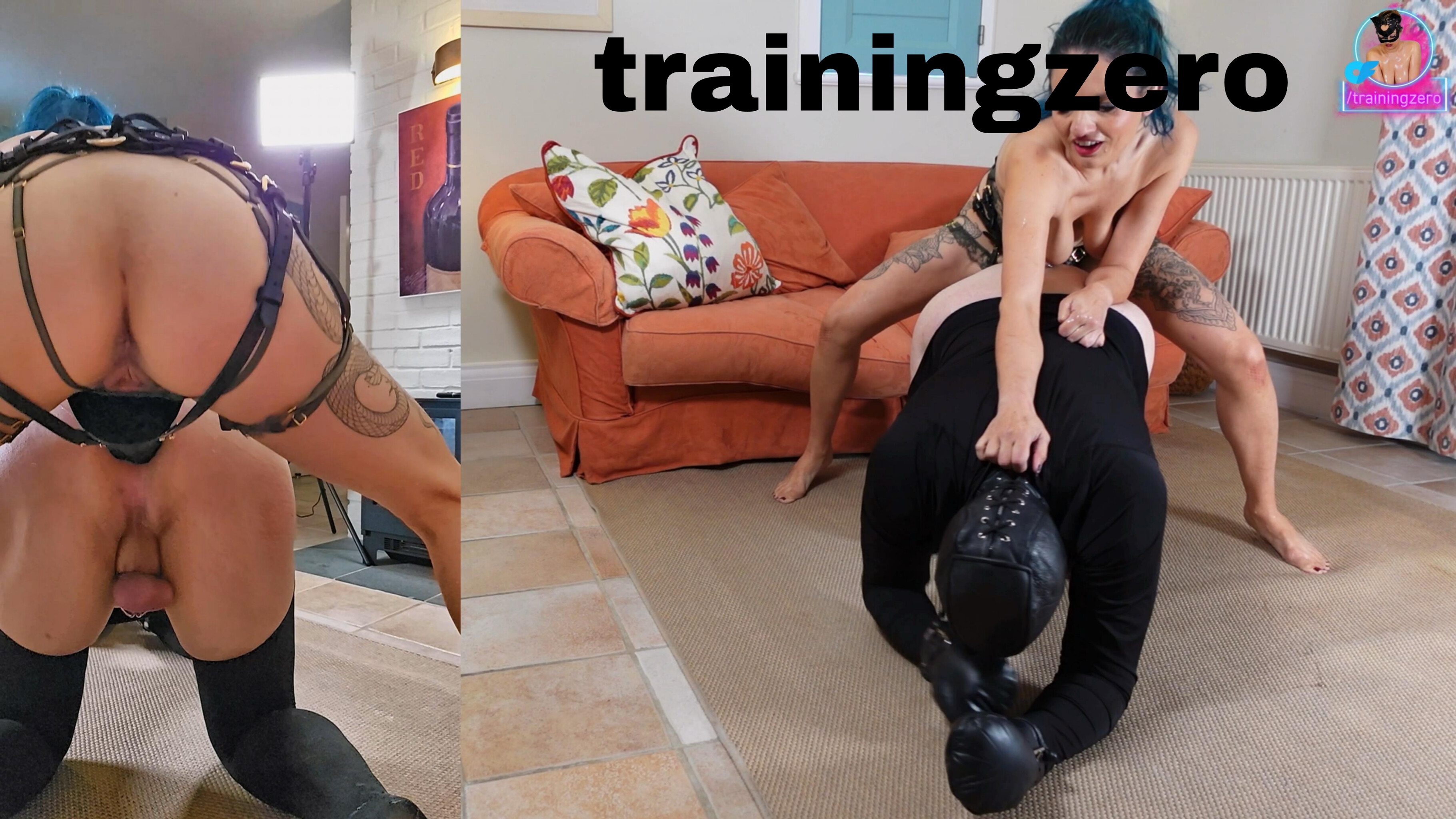 Lesbian femdom pegging strap