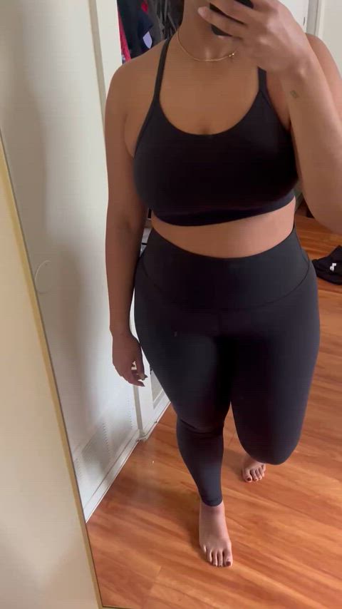 Black leggings on. Arch in full motion. Mercy gone.