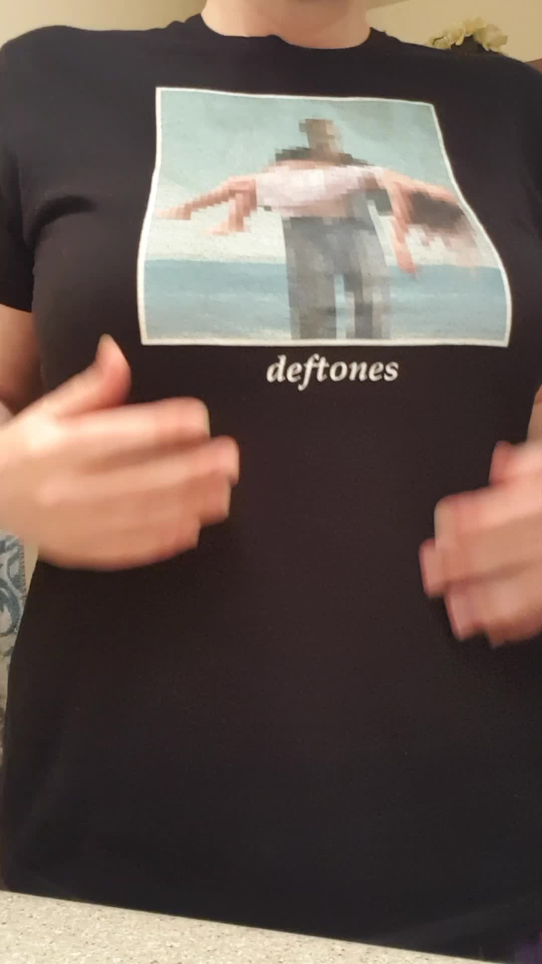 Just my titties dropping out of my fav band tee 😎