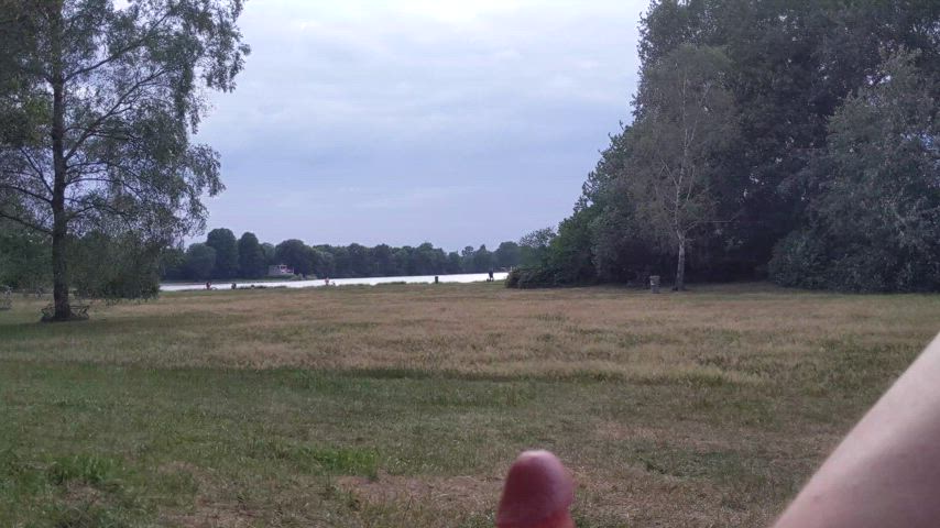 Cum and cumwalk at a public lake