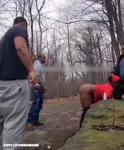 Amateur Cuckold Doggystyle Ebony Gangbang Hotwife Public Sharing Standing Doggy Trashy Boners Porn GIF by duromami
