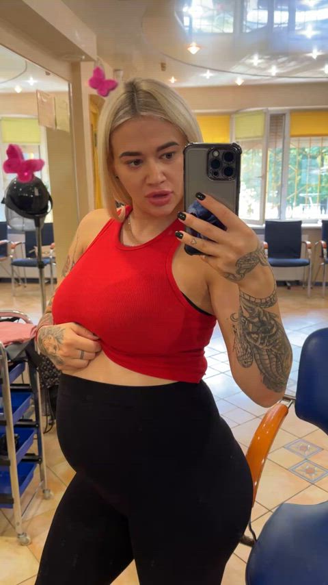 I really get off showing these heavy preggo tits anywhere I can