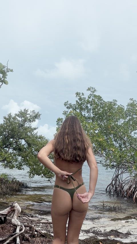 Amateur Bikini Brunette Micro Bikini OnlyFans Outdoor Sexy Thong Topless r/FuckOutdoors Porn GIF by nikkiryderxxx