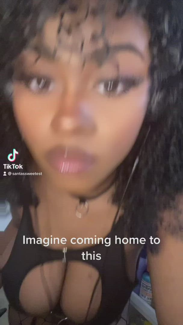 Ebony, Solo, TikTok, Tits, ass-clap, tik-tok
