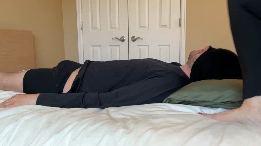 sitting on his face right after hot yoga