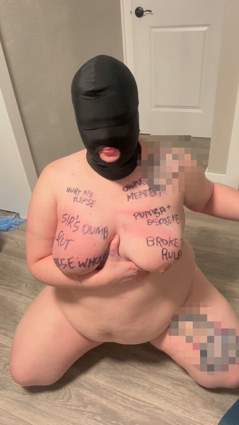 Property ordered to beat her tits 150 times. The dumb toy enjoyed it
