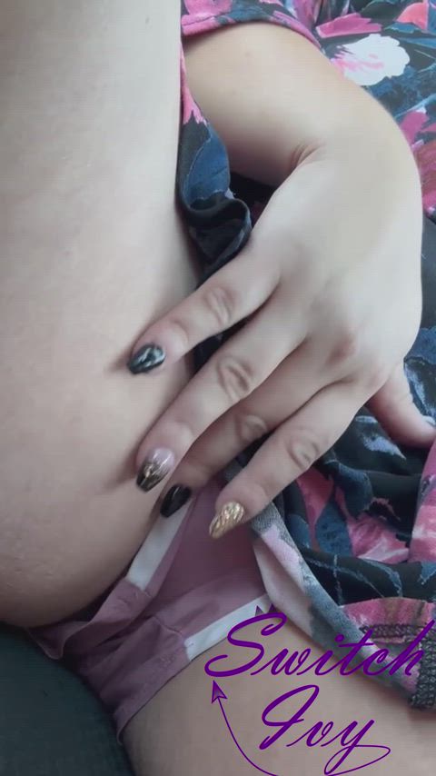 Jilling off by myself while parked in the car.